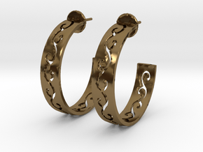 Carved Hoop Earrings in Polished Bronze