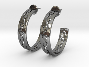 Carved Hoop Earrings in Polished Silver