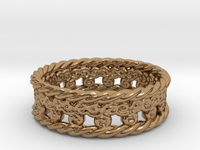 Triskelion Rope Ring Size 6 1/2 in Polished Brass