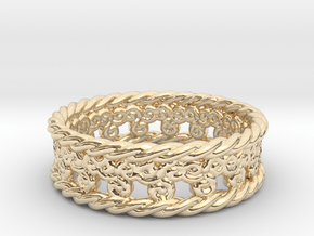 Triskelion Rope Ring Size 6 1/2 in 14k Gold Plated Brass