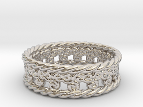 Triskelion Rope Ring Size 6 1/2 in Rhodium Plated Brass
