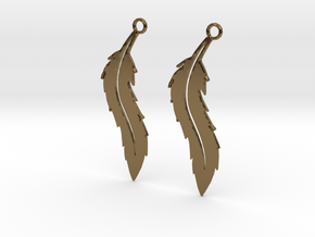 Feather Earrings V2 in Polished Bronze