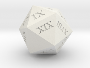 Customizable Spindown D20 with Roman Numerals in White Natural Versatile Plastic