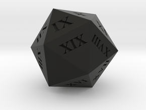 Customizable Spindown D20 with Roman Numerals in Black Premium Versatile Plastic