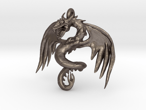 Dragon pendant in Polished Bronzed Silver Steel