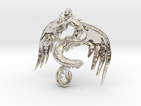 Dragon pendant in Rhodium Plated Brass