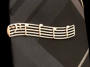 Bass Clef Tie Clip in Polished Bronze