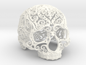 Intricate Filigree Skull 10cm in White Processed Versatile Plastic