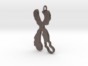XL Chromosome Deletion Pendant (2x Thickness) in Polished Bronzed Silver Steel