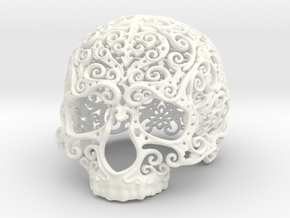 Intricate Filigree Skull 5cm in White Processed Versatile Plastic