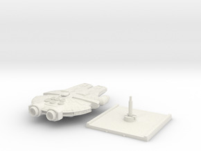 YT-90 Heavy Freighter with base in White Natural Versatile Plastic