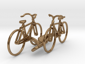 Bicycle Cufflinks in Natural Brass