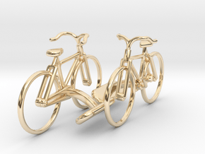 Bicycle Cufflinks in 14k Gold Plated Brass