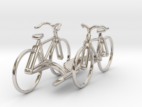 Bicycle Cufflinks in Rhodium Plated Brass