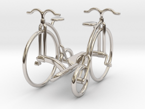 Vintage Bicycle Cufflinks in Rhodium Plated Brass