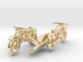 Motorcycle Cufflinks in 14k Gold Plated Brass