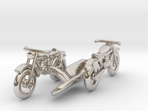 Motorcycle Cufflinks in Rhodium Plated Brass