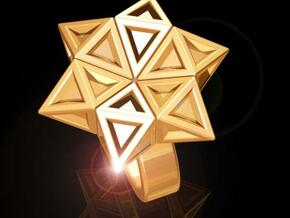 Star of David Ring in Polished Bronzed Silver Steel
