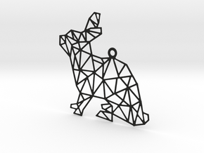 Geometic Rabbit Pendant in Black Natural Versatile Plastic
