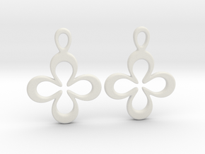Four-leaf clover. Earrings in White Premium Versatile Plastic