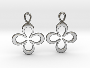 Four-leaf clover. Earrings in Fine Detail Polished Silver