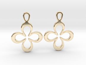 Four-leaf clover. Earrings in 14k Gold Plated Brass