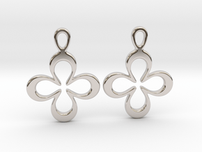 Four-leaf clover. Earrings in Rhodium Plated Brass