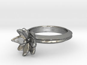 Simple Lotus Flower Ring in Natural Silver