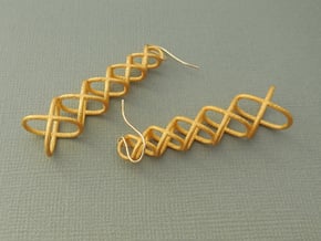 XOXO Tower - Pair of Metal Earrings in Polished Gold Steel