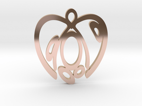 Capacious heart. Pendant in 14k Rose Gold Plated Brass