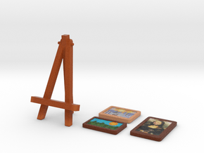 Easel and painting(3 x Images ) in Full Color Sandstone