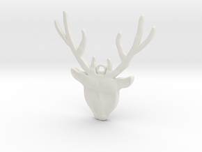 Deer head with antlers - Pendant in White Natural Versatile Plastic