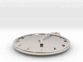Clock Keychain - Five O' Clock in Rhodium Plated Brass