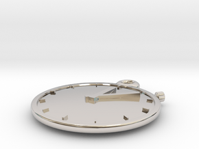 Clock Keychain - Stopwatch in Rhodium Plated Brass