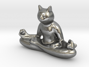 Meditating Cat in Natural Silver: Extra Small