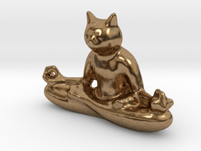Meditating Cat in Natural Brass: Extra Small