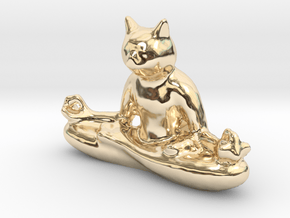 Meditating Cat in 14K Yellow Gold: Extra Small