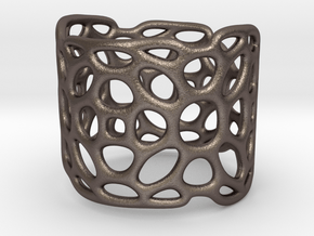 LATTICE_ring_0423R in Polished Bronzed Silver Steel