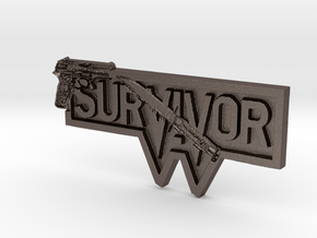 Survivor Pendant in Polished Bronzed Silver Steel
