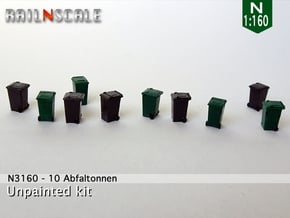 10 Abfalltonnen (N 1:160) in Tan Fine Detail Plastic
