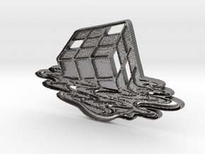 Rubix Cube Art Pendant in Natural Silver