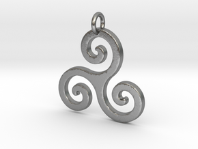 Triskele Triple Spiral Celtic Pendant in Natural Silver
