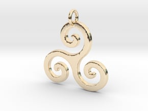 Triskele Triple Spiral Celtic Pendant in 14k Gold Plated Brass