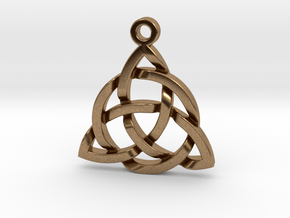 Triquetra Celtic Knot Good Luck Pendant  in Natural Brass