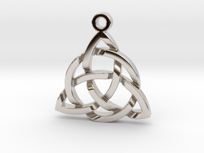 Triquetra Celtic Knot Good Luck Pendant  in Rhodium Plated Brass