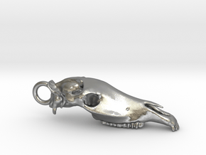 horse cranium pendant - 37mm in Natural Silver