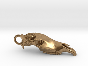 horse cranium pendant - 37mm in Natural Brass