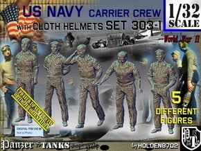 1/32 USN Carrier Deck Crew Set303-1 in Tan Fine Detail Plastic