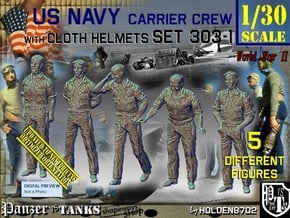 1/30 USN Carrier Deck Crew Set303-1 in White Natural Versatile Plastic