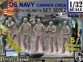1/32 USN Carrier Deck Crew Set303-2 in Tan Fine Detail Plastic